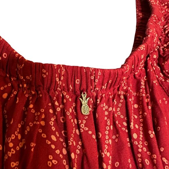 BEACHGOLD Anthropologie Red Patterned Off Shoulder Jumpsuit Women's Size Large P - Picture 6 of 8